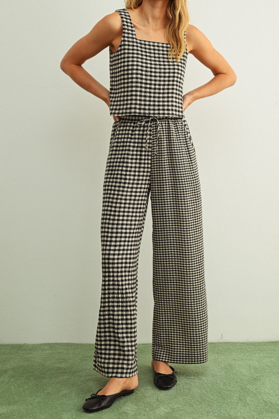 Tara Mixed Gingham Straight Pants