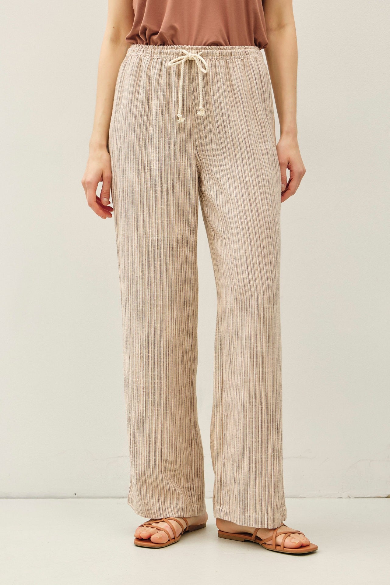 Janna Stripy Linen Wide Leg Pants