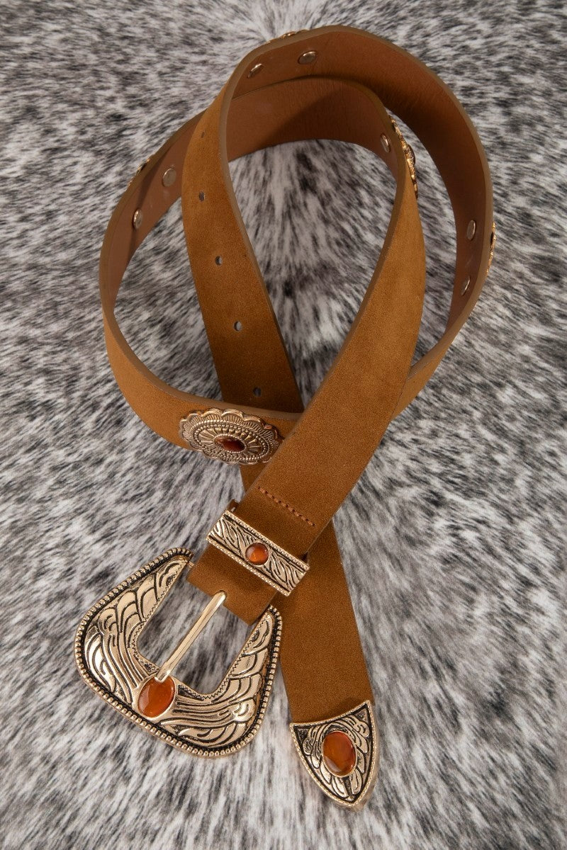 Concho Disc Vegan Leather Belt