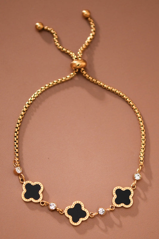 Clover Black Pull Tie Bracelet