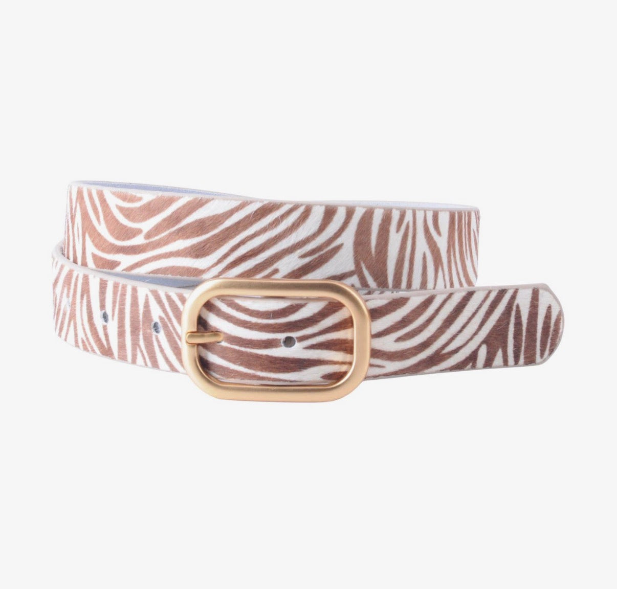 Zebra Print Belt with Rectangular Buckle