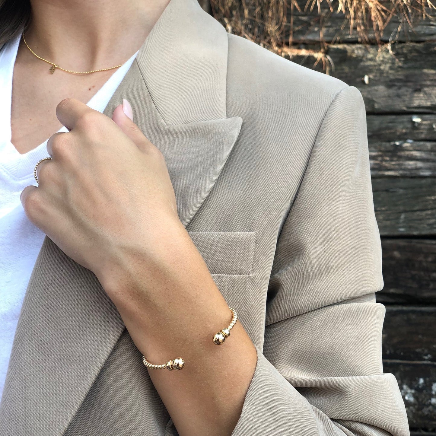 enewton classic gold 3mm bead cuff - gold