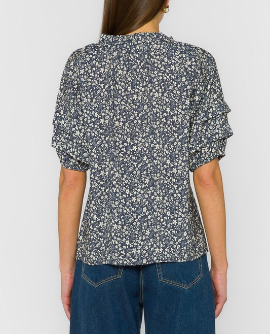 Velvet Heart | Kenna Short Sleeve Navy Floral Top