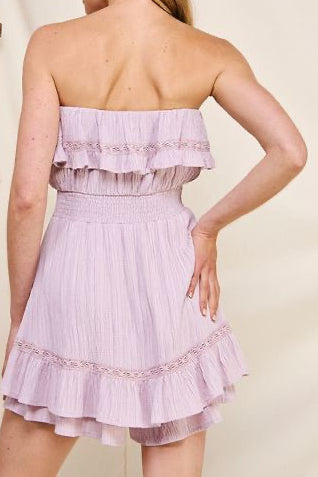 Ellie Bamboo Textured Romper With Lace Trim
