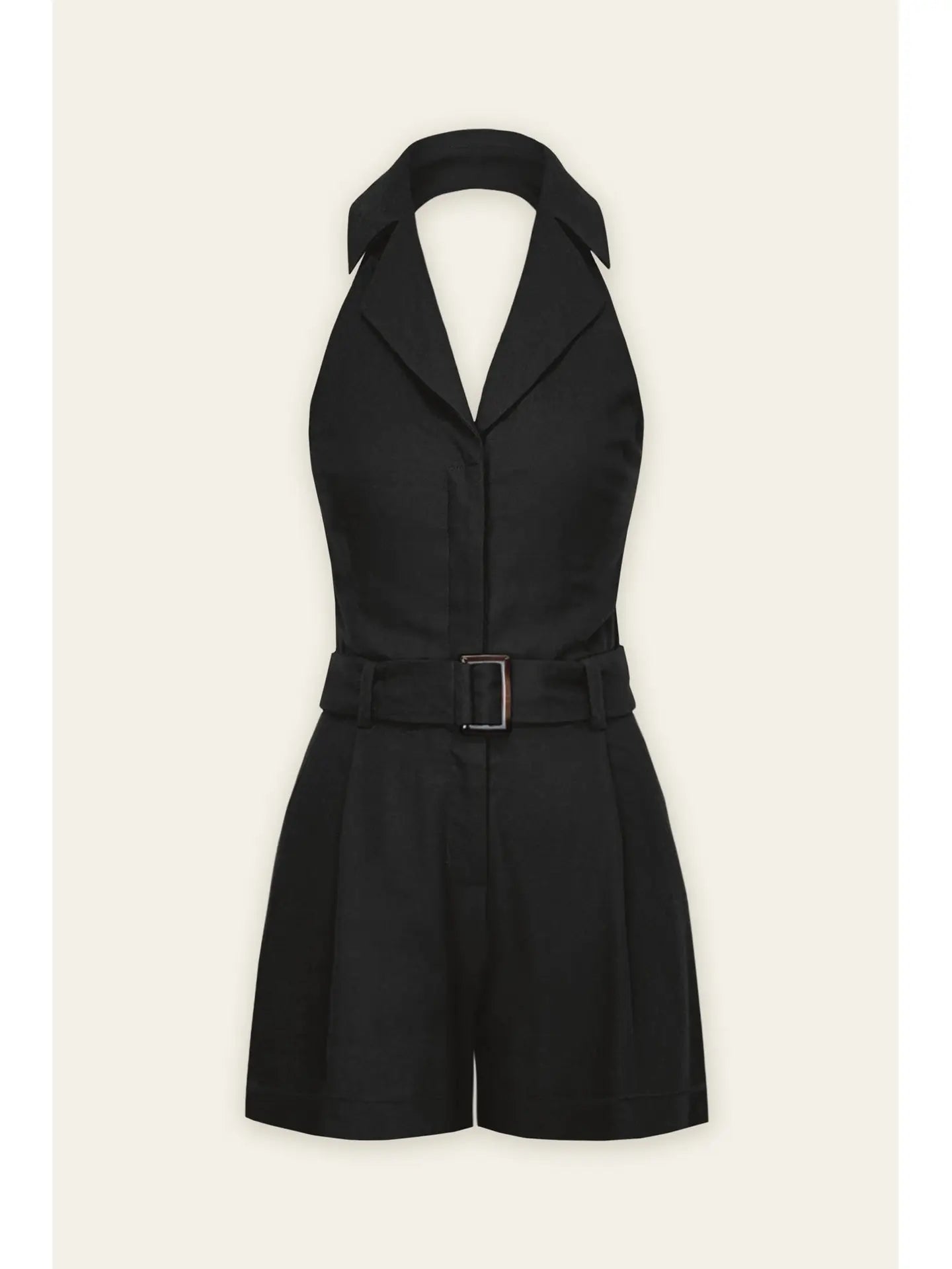 Harlow Linen Collared Halter Neck Romper