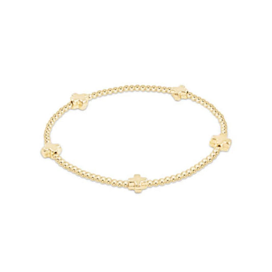 signature cross small gold pattern 2mm bead bracelet - gold by enewton