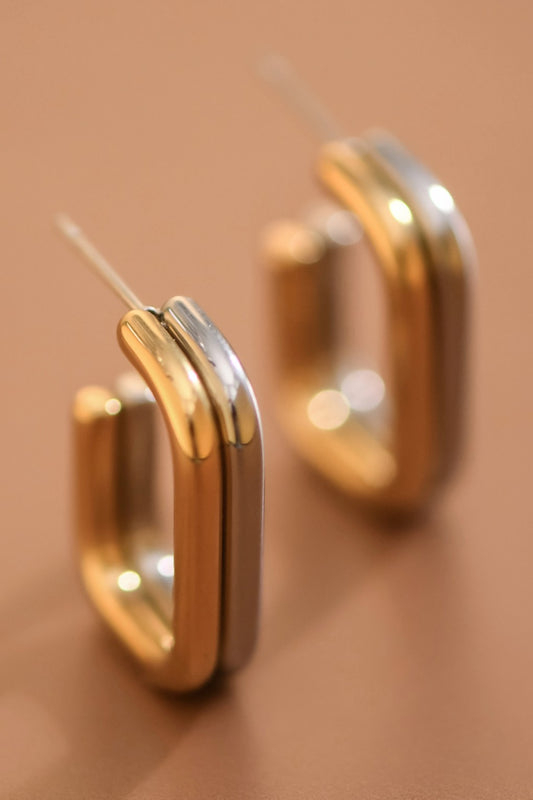 Two Tone Hoops | Duo-tone Post Earrings