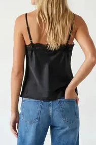 Timeless Classic Satin V-Neck Lace Trim Cami