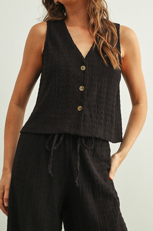 Penny Sleeveless Button Front Top
