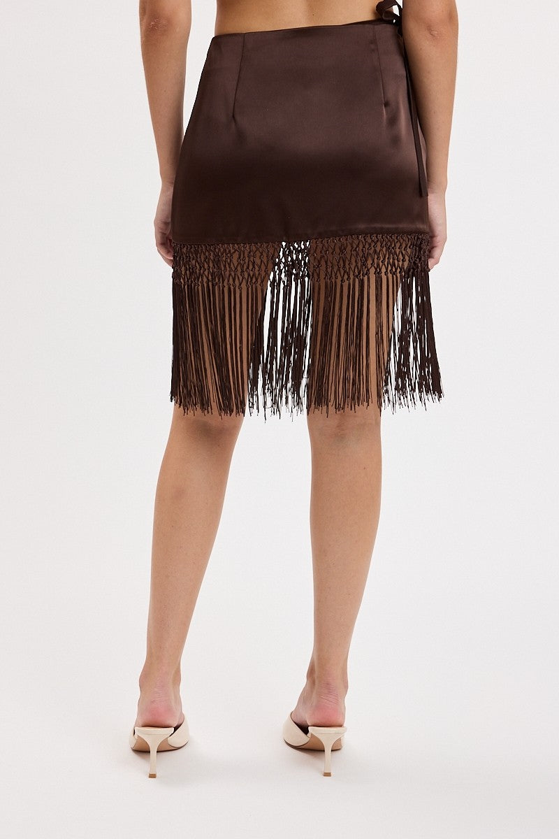 Ivy Fringe Wrap Mini Skirt