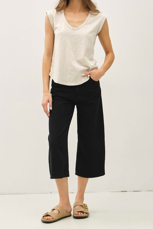 Most Love Cap Sleeve Garment Dyed Top