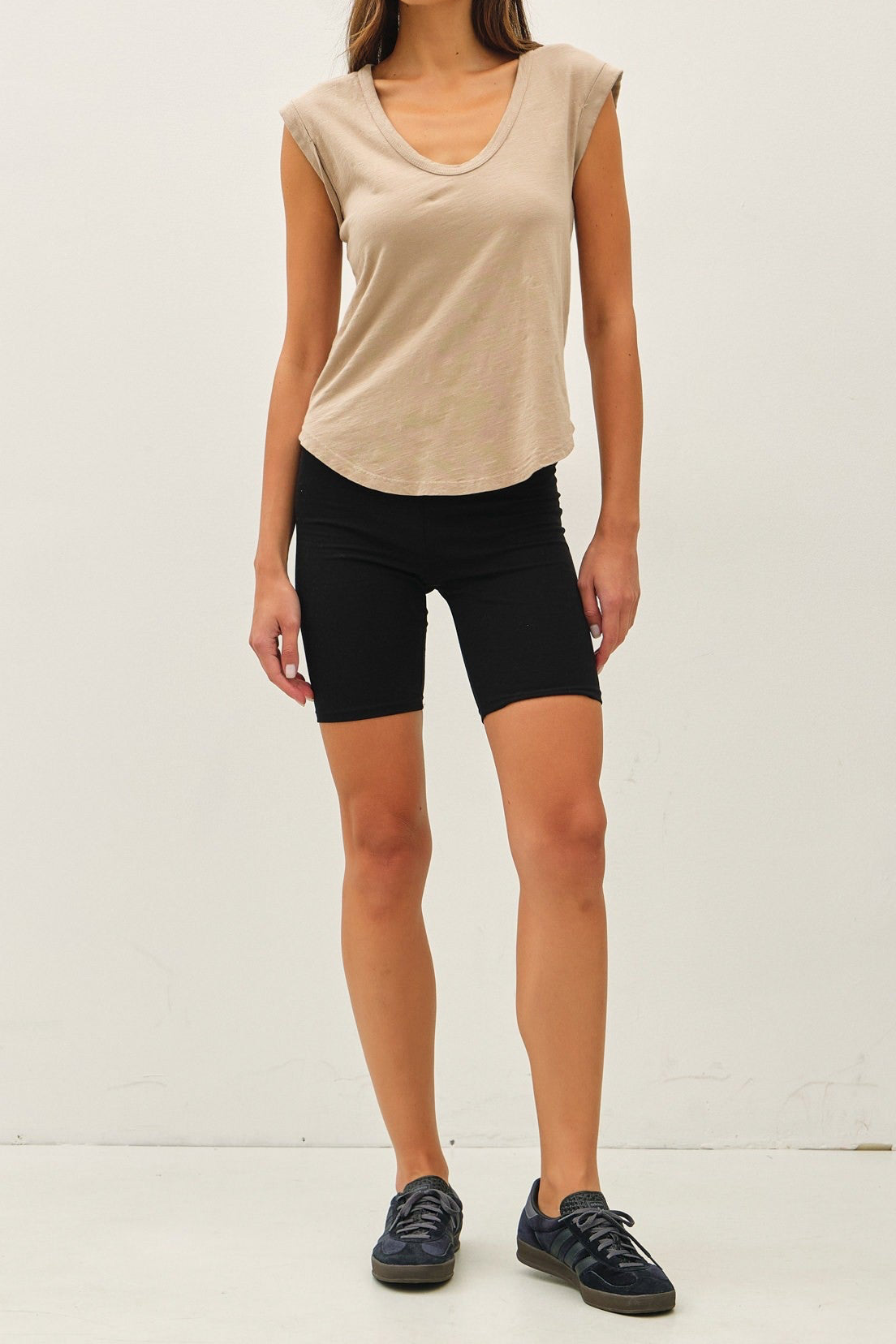 Most Love Cap Sleeve Garment Dyed Top