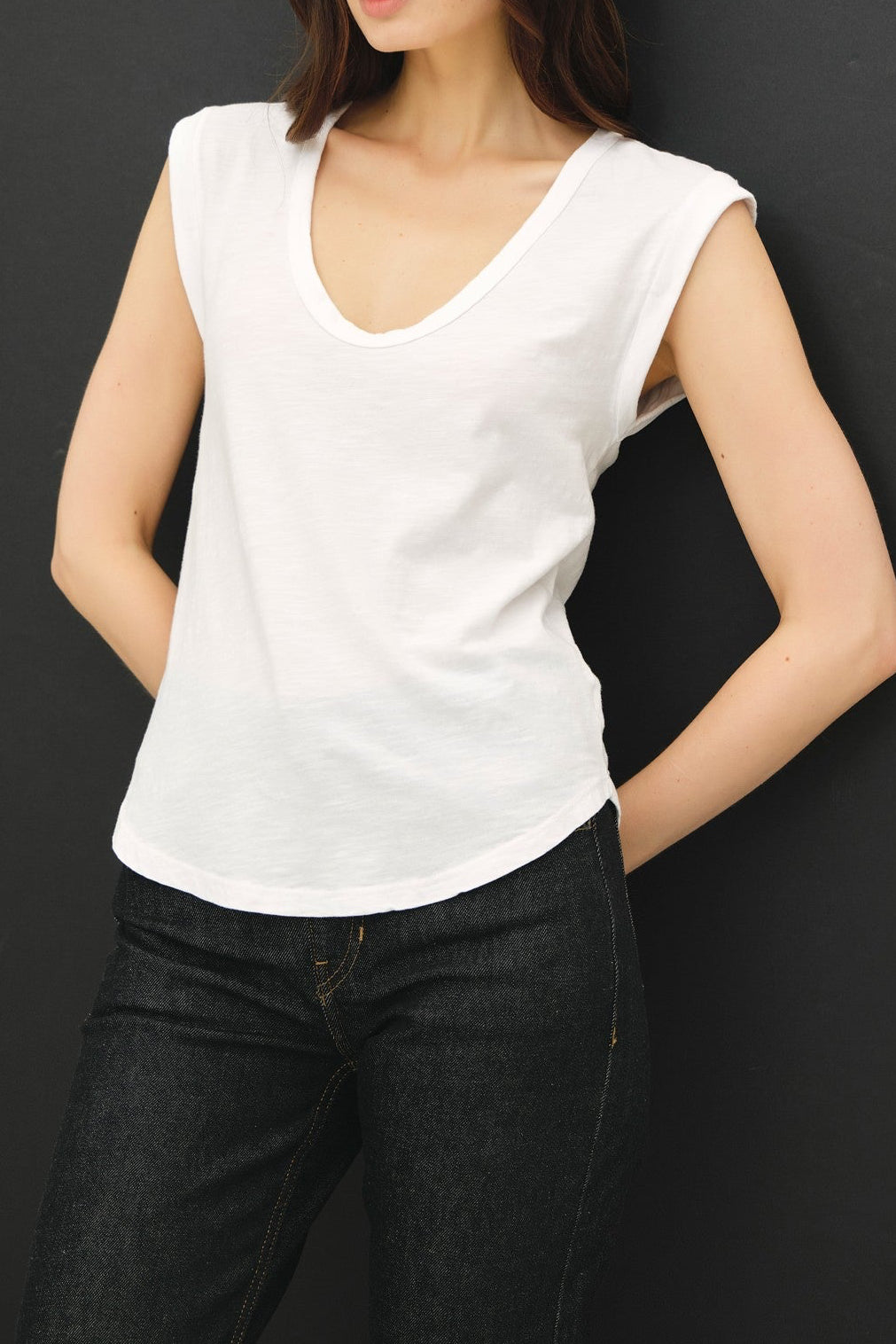 Most Love Cap Sleeve Garment Dyed Top
