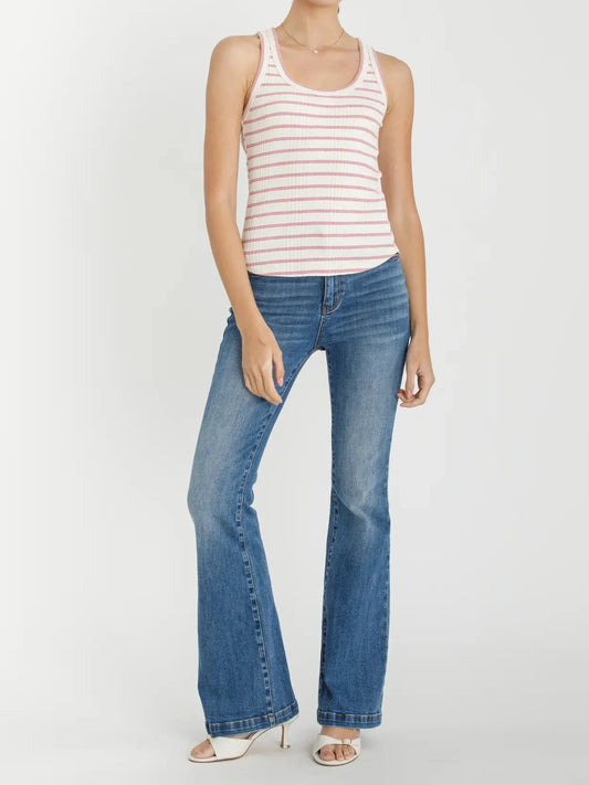 The Daily Tank Striped Ribbed Tank Top