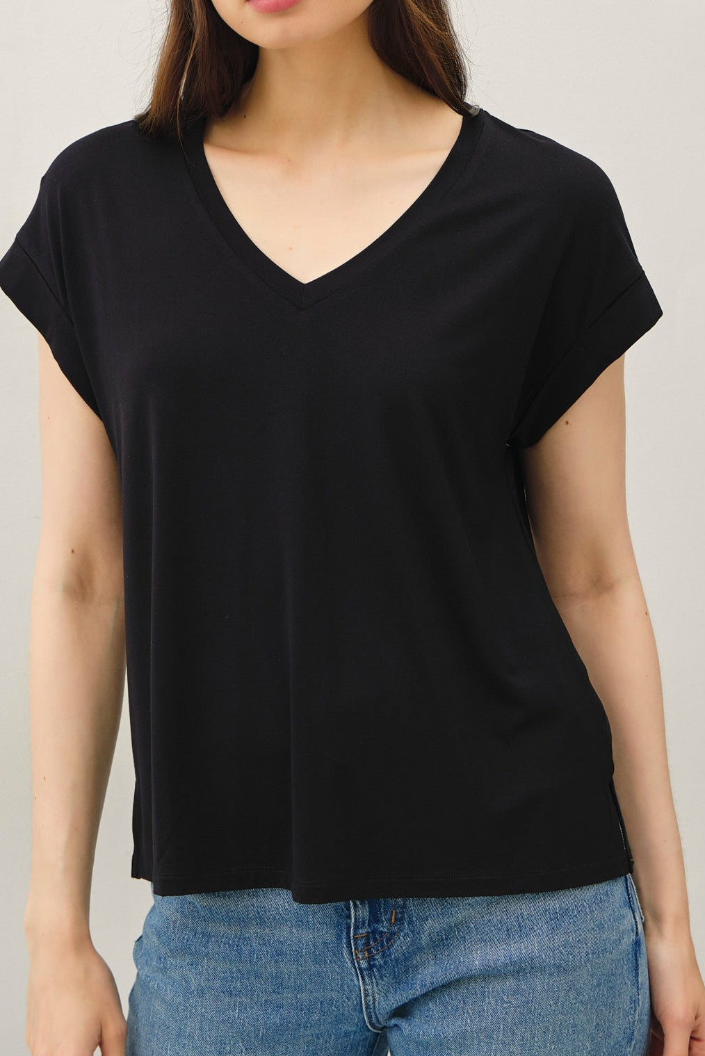 So Soft V-neck Dolman Cap Sleeve T-shirt