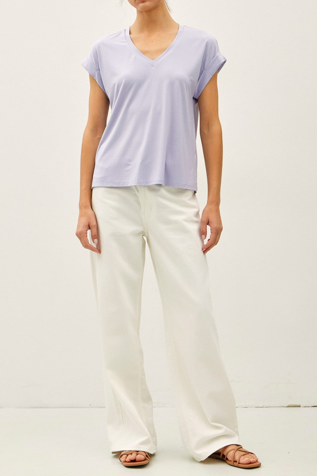 So Soft V-neck Dolman Cap Sleeve T-shirt