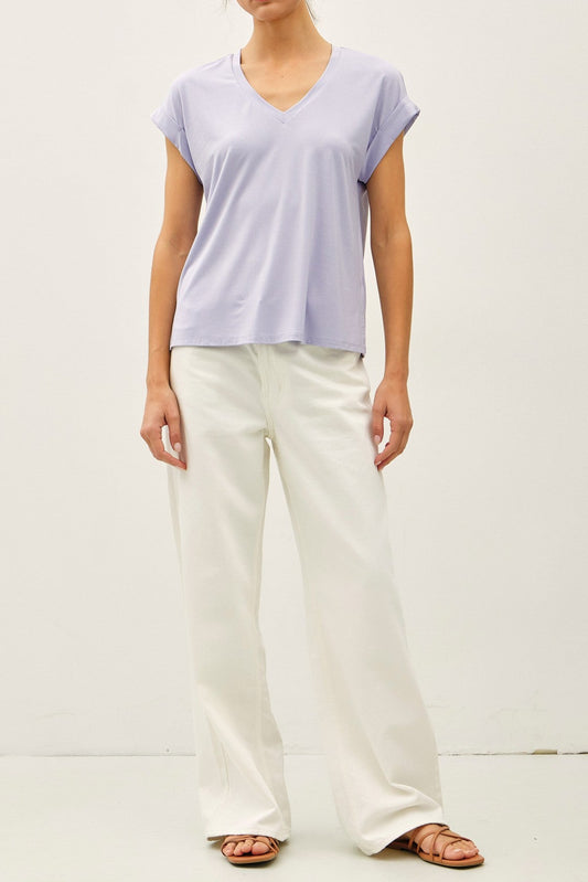 So Soft V-neck Dolman Cap Sleeve T-shirt