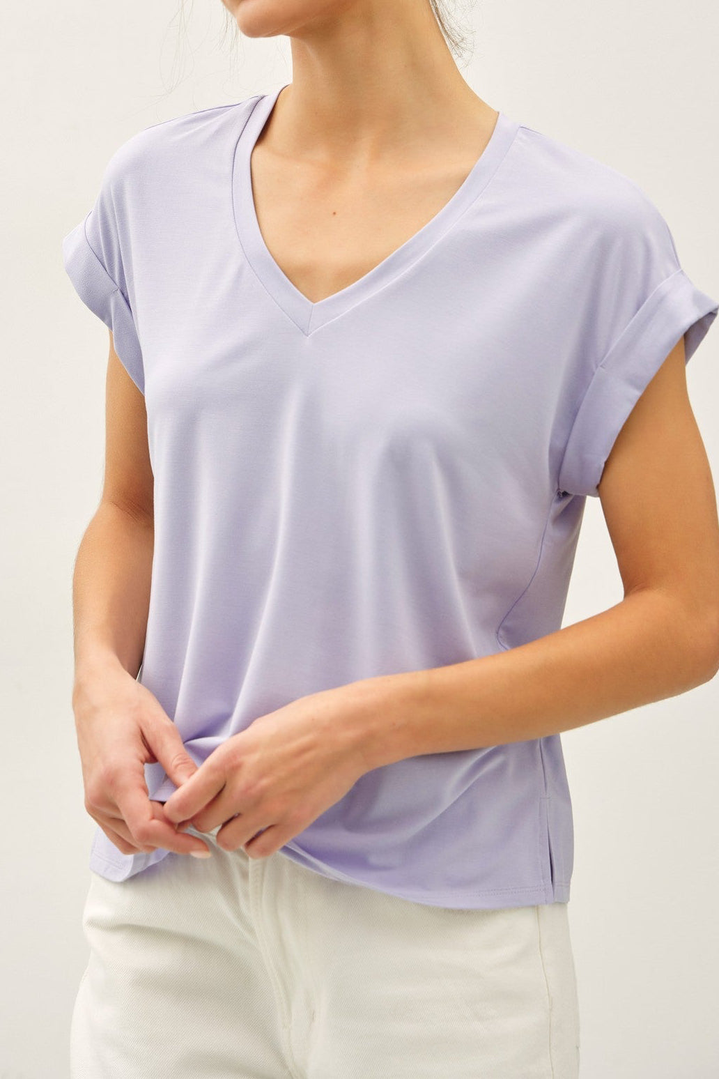 So Soft V-neck Dolman Cap Sleeve T-shirt