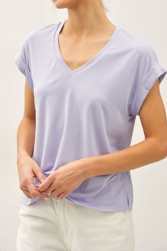 So Soft V-neck Dolman Cap Sleeve T-shirt