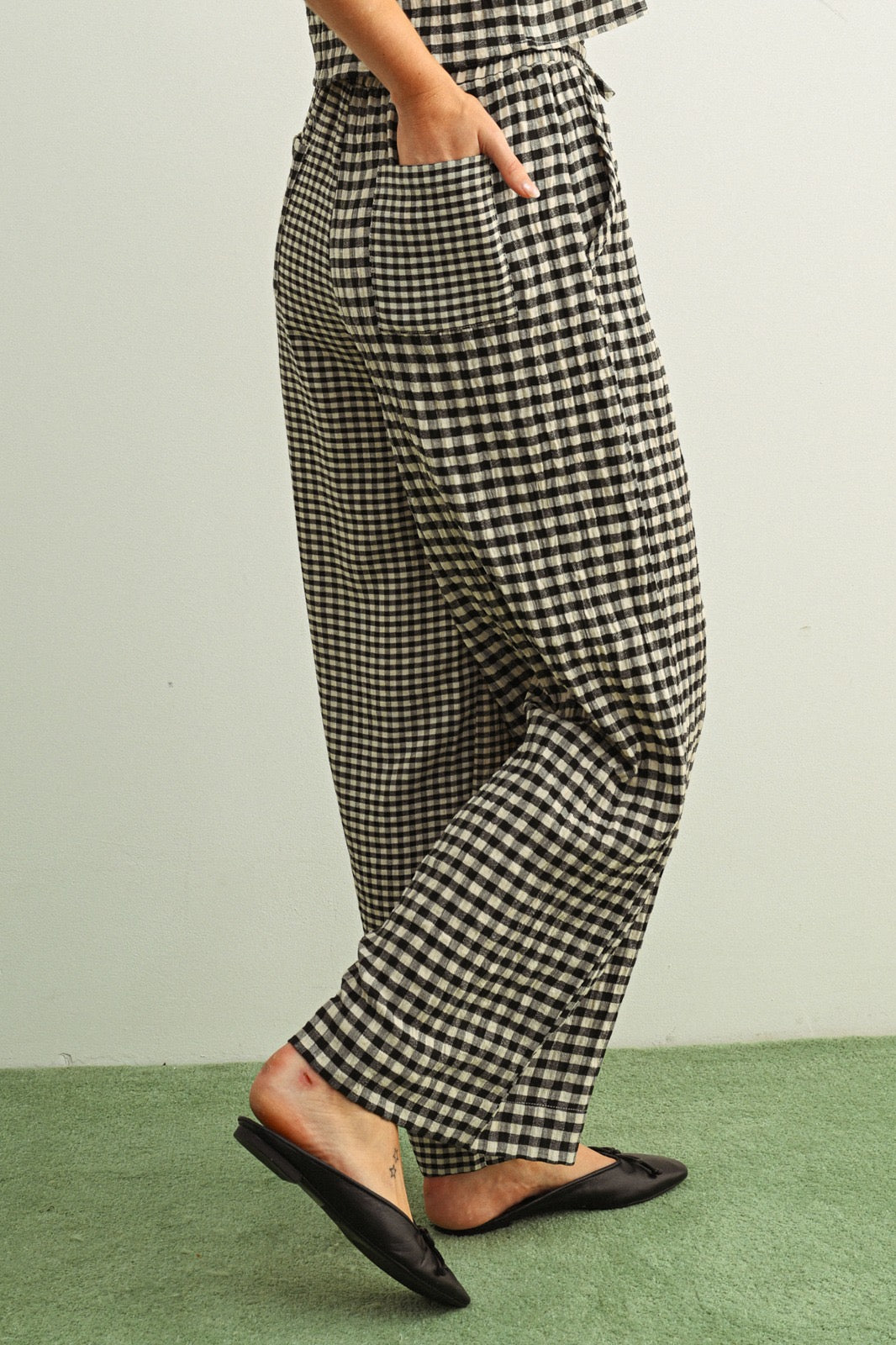 Tara Mixed Gingham Straight Pants