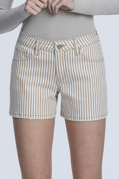 Vervet | MID RISE STRIPE MOM SHORTS