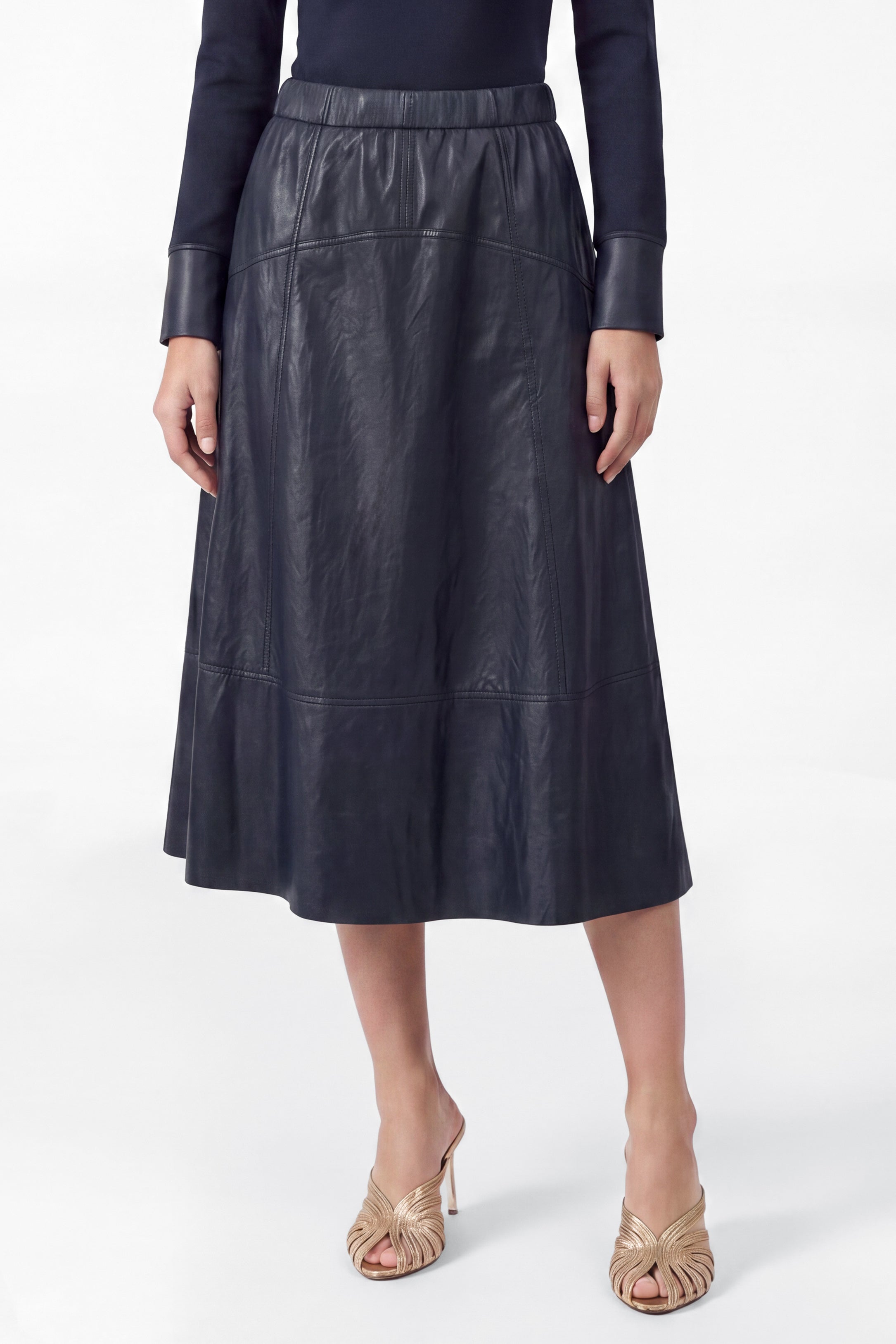 Gigi Faux Leather A-line Midi Skirt