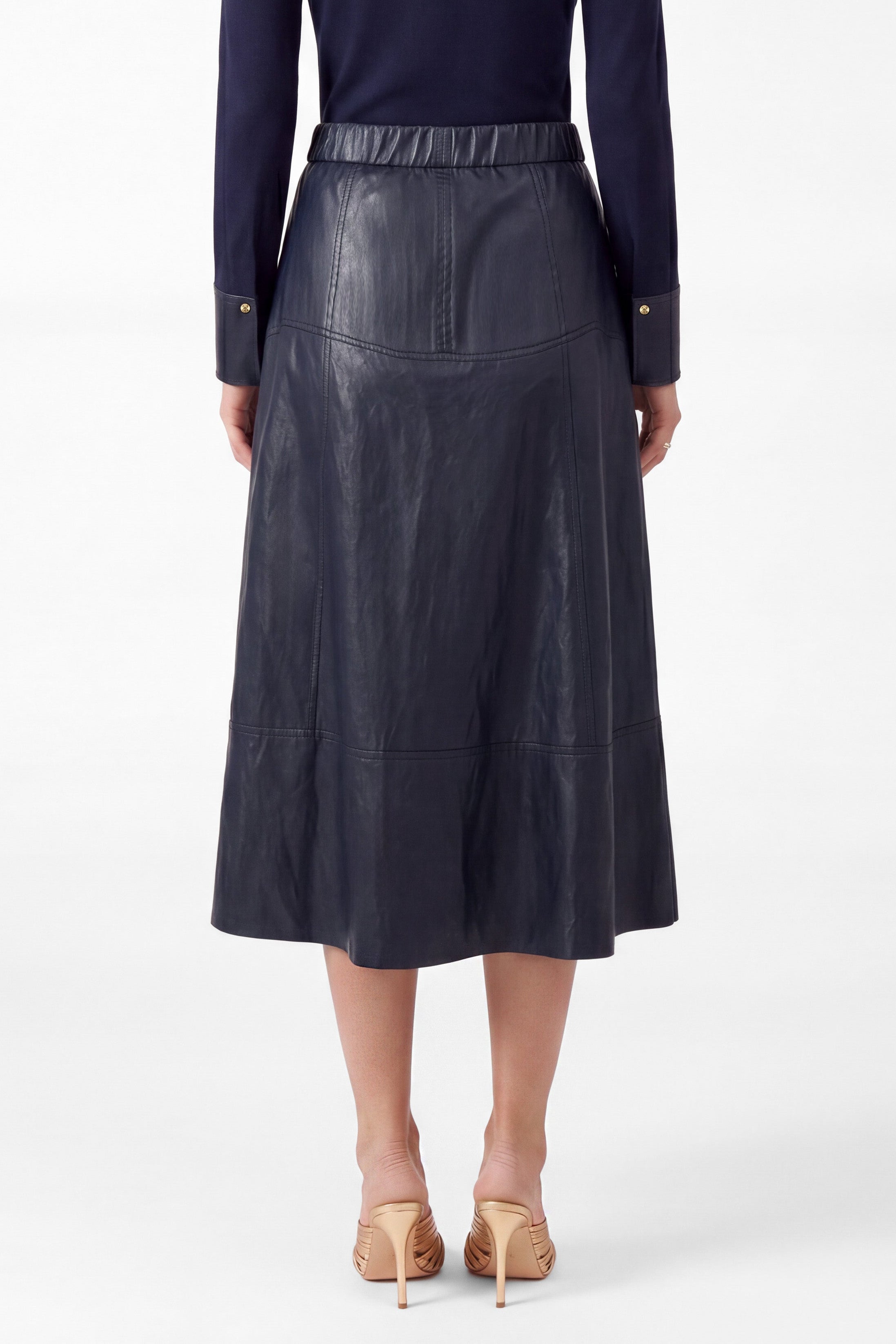 Gigi Faux Leather A-line Midi Skirt
