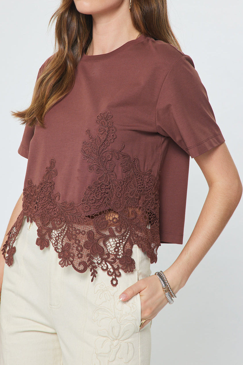 Presley Lace Hem Cropped Top