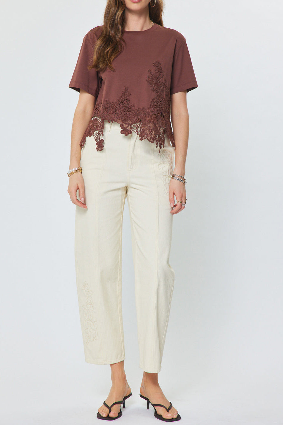 Presley Lace Hem Cropped Top