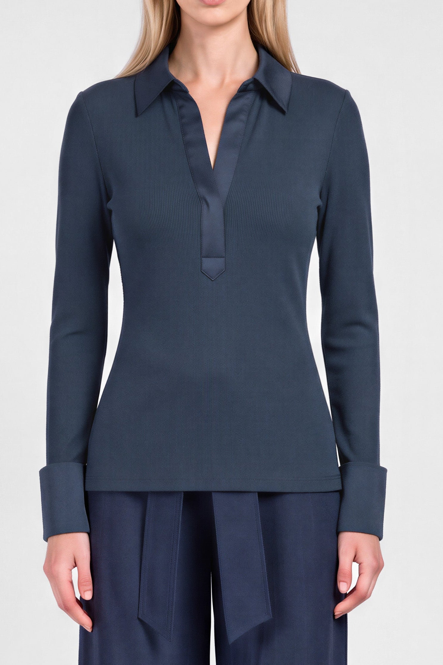Lizzy Ribbed Knit Collared Top