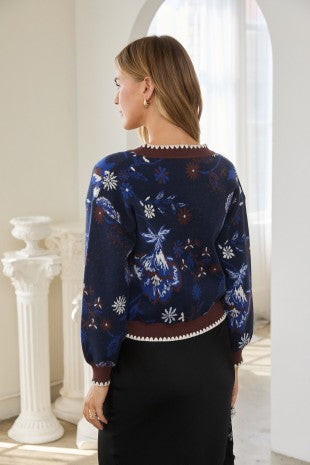 Raven Button up Floral Sweater