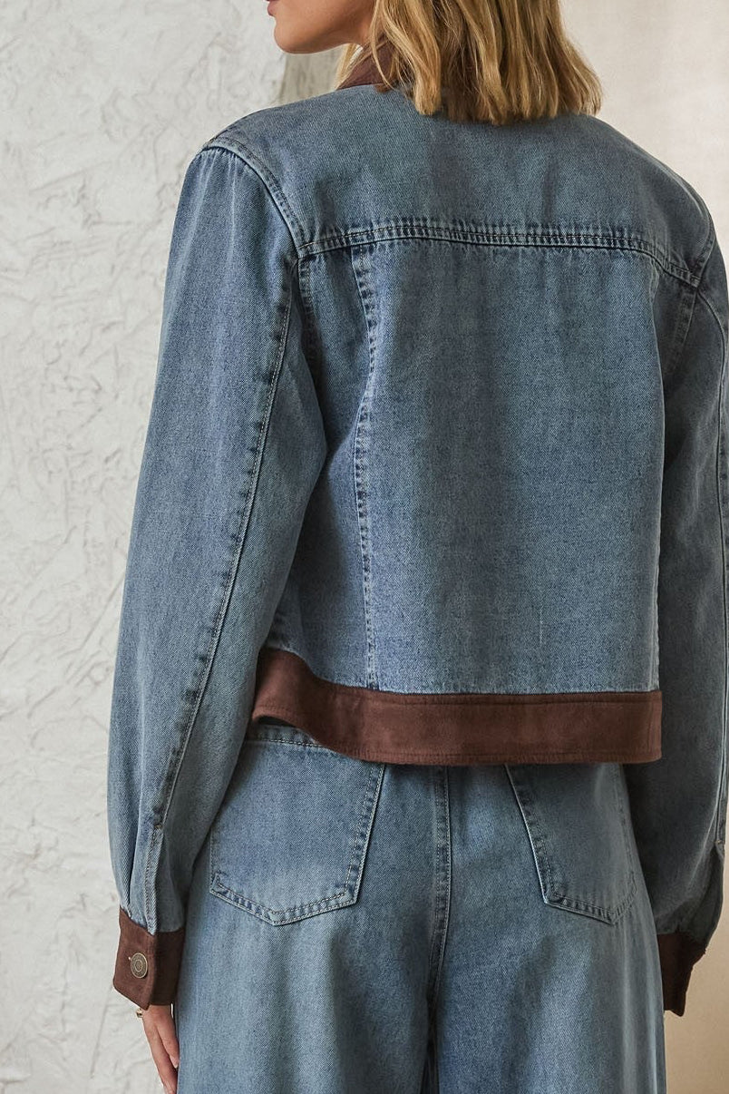 Drew Denim Jacket With Faux Suede
