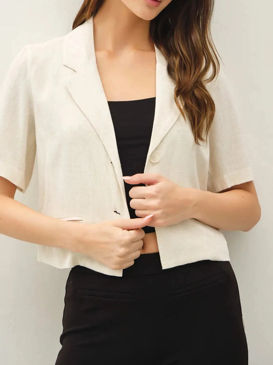 The Effortless Cropped Linen Blazer