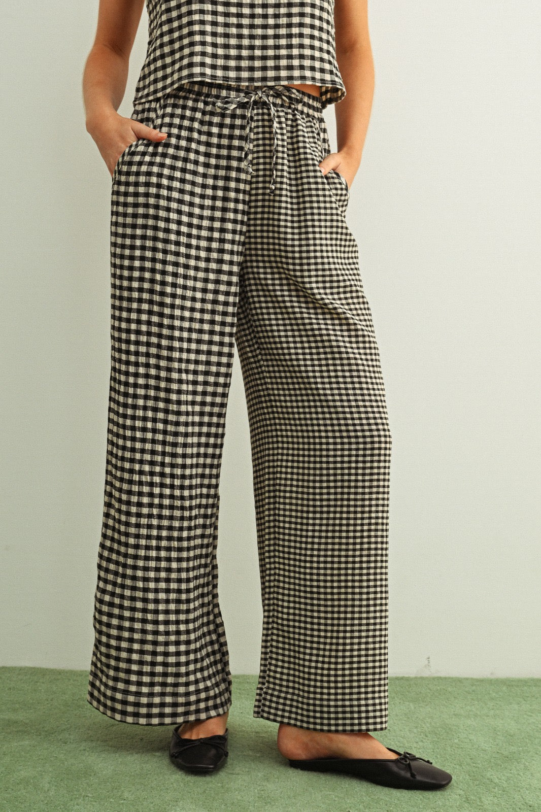 Tara Mixed Gingham Straight Pants