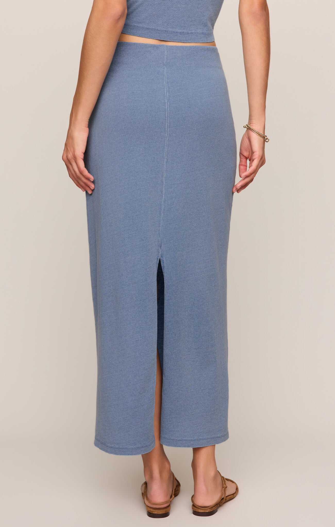 Z Supply | Gail Jersey Denim Midi Skirt-Santorini Indigo