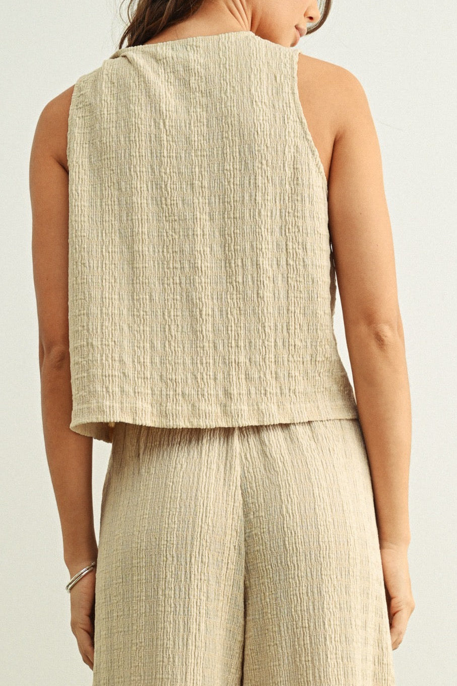 Penny Sleeveless Button Front Top