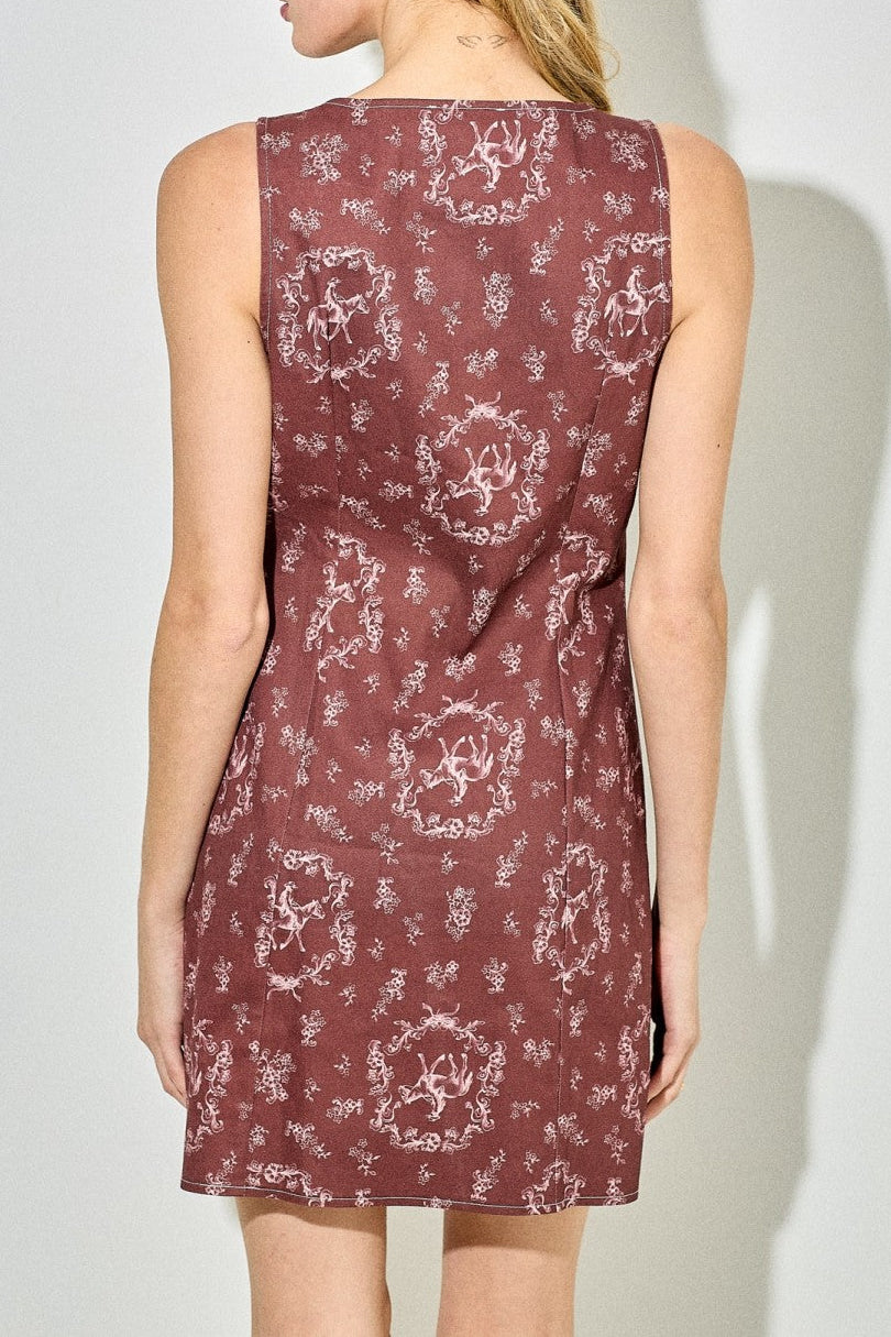 Horse Printed Sleeveless  Mini Dress