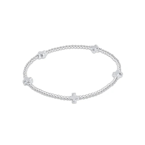 signature cross small sterling pattern 2mm bead bracelet - sterling by enewton