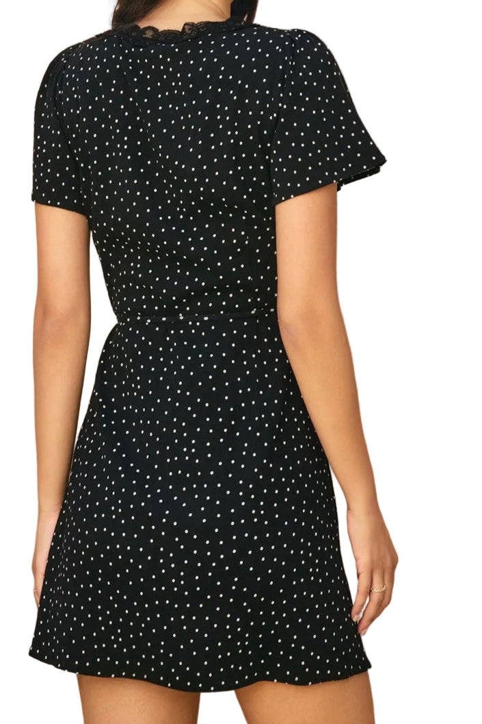 Polka Dot Tie Waist Mini Wrap Dress