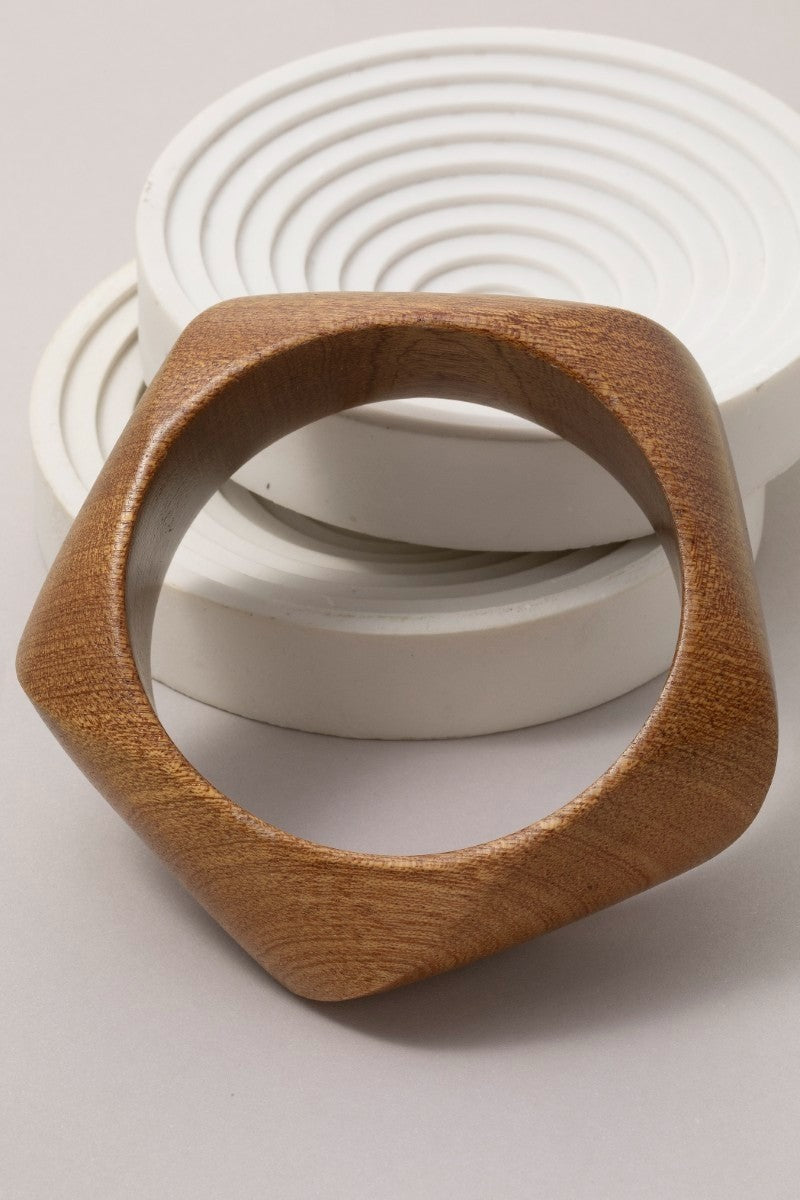 Pentagon Shape Wooden Bangle Bracelet