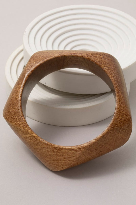 Pentagon Shape Wooden Bangle Bracelet