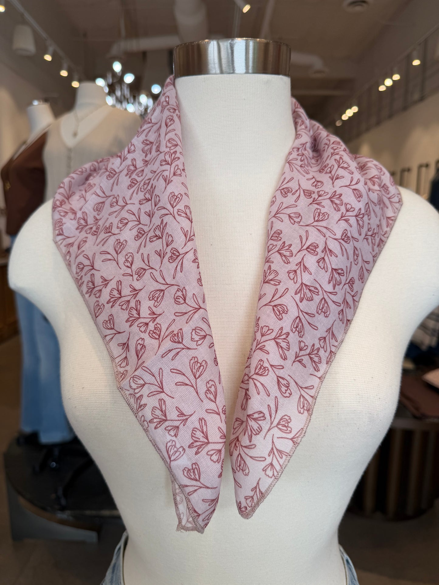 Dusty Cotton Linen Print Square Scarf