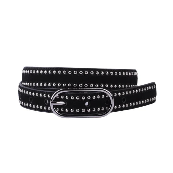 Stud-Lined Suede Belt