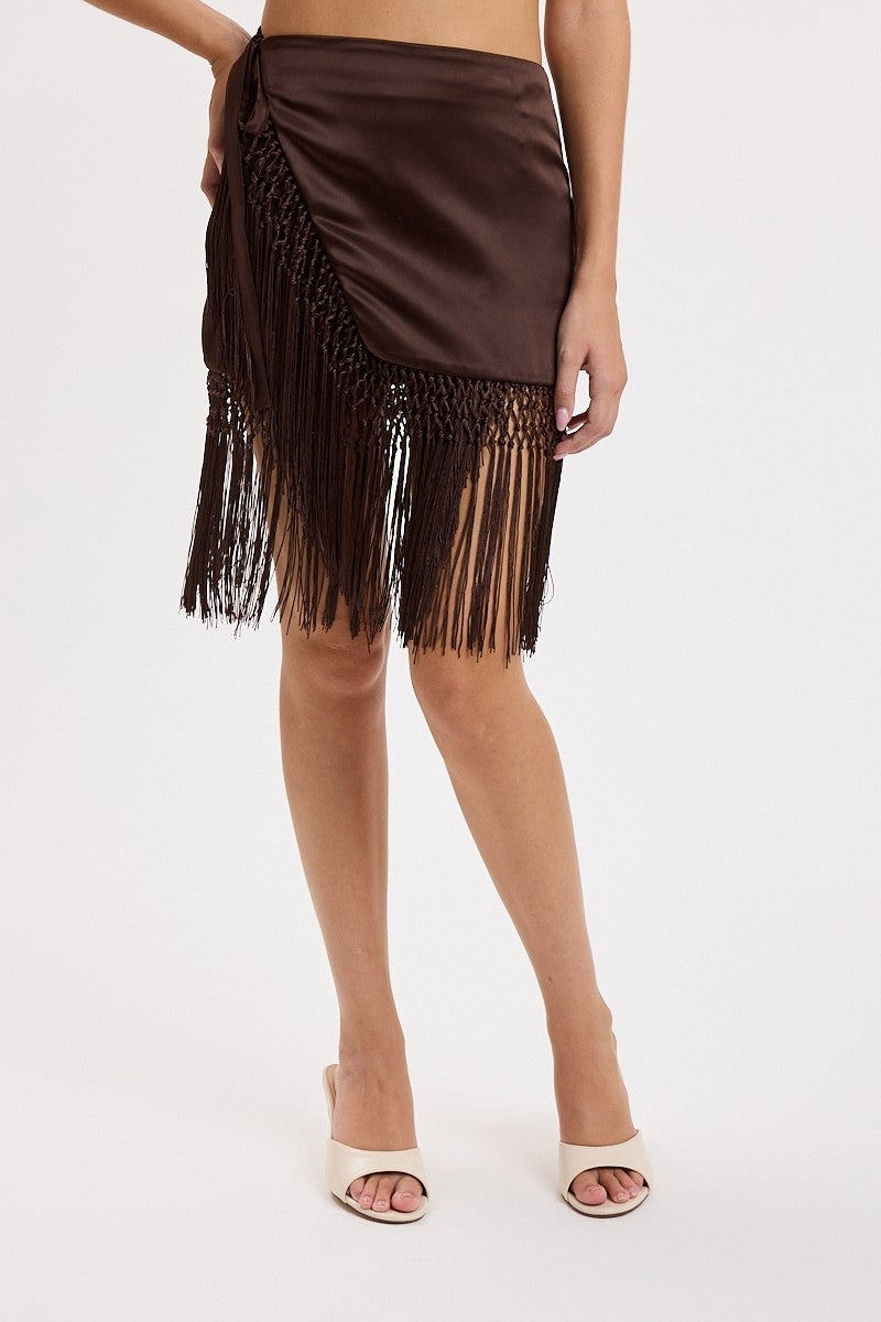 Ivy Fringe Wrap Mini Skirt
