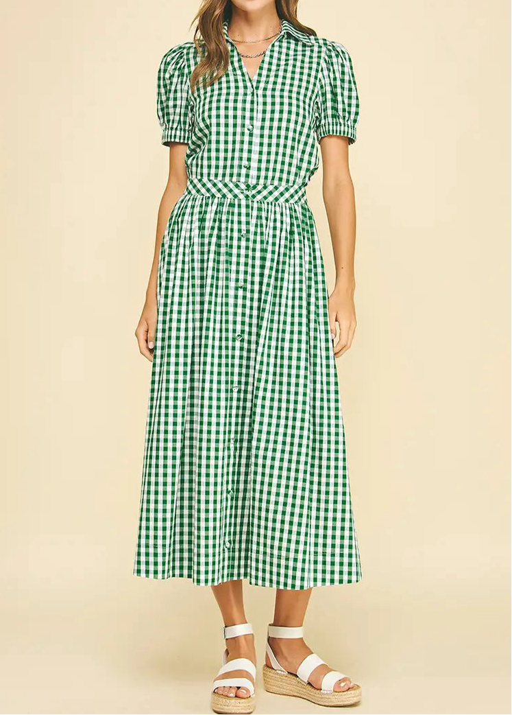Harper Gingham Button Down Short Sleeve Top