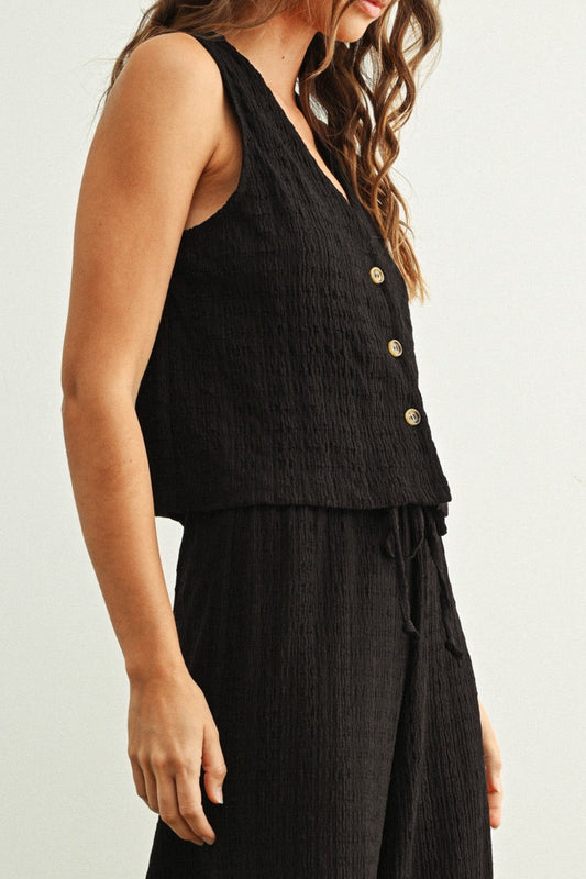 Penny Sleeveless Button Front Top