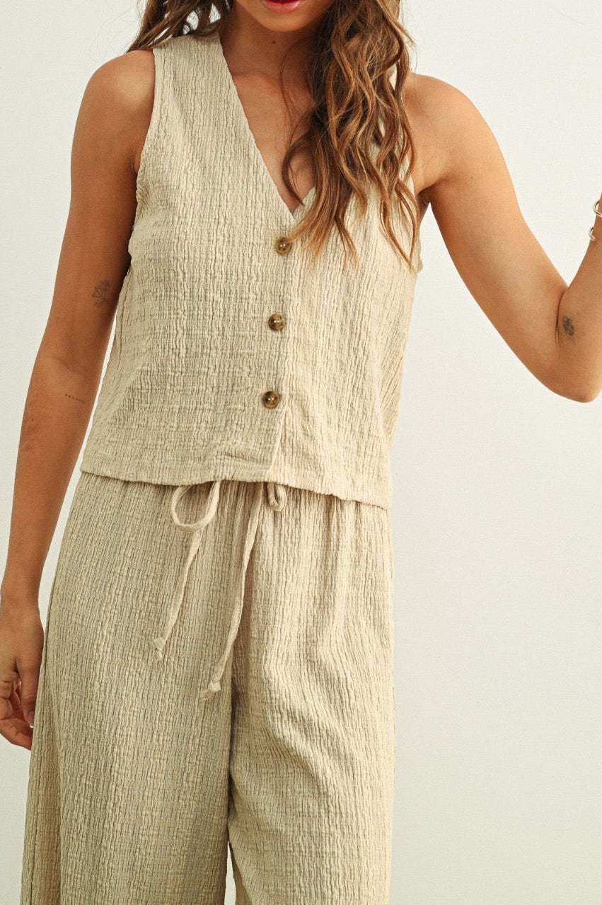 Penny Sleeveless Button Front Top