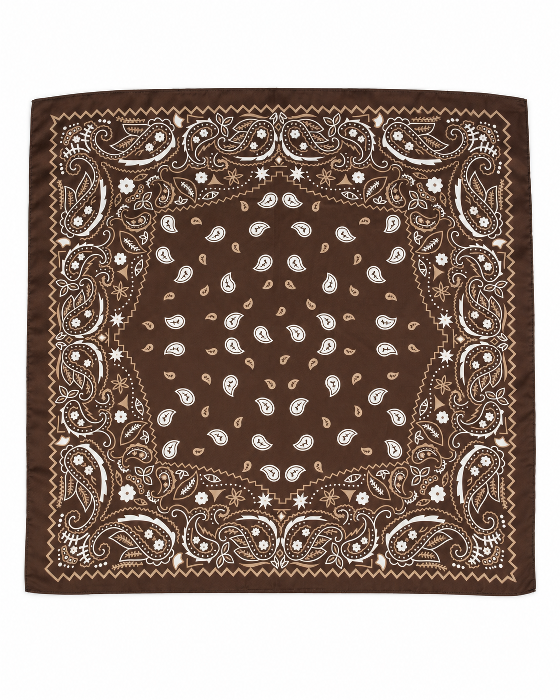 Brown Paisley Print Satin Square Scarf