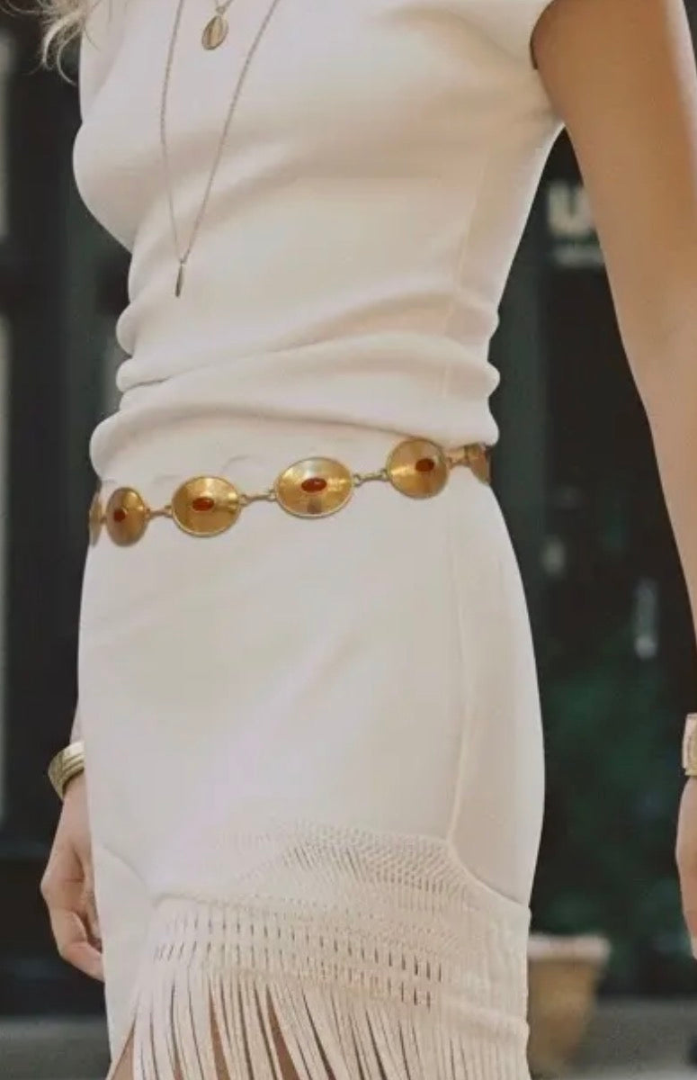 Floral Engraved Chain Belt