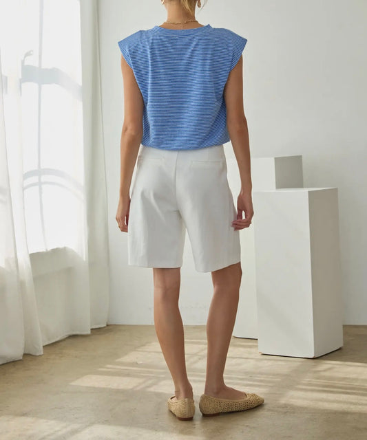Fran | Stripe Knit Bubble Hem Tank Top